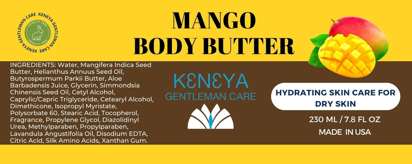 Mango Body Butter Men's Line Whipped Body Butter Mango and African Shea Butter Moisturizer| Perfect Gift for Man| Valentine's Day| Birthday